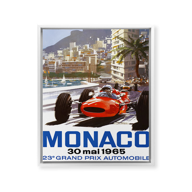 1965 Monaco Grand Prix Racing Poster Framed Canvas Print