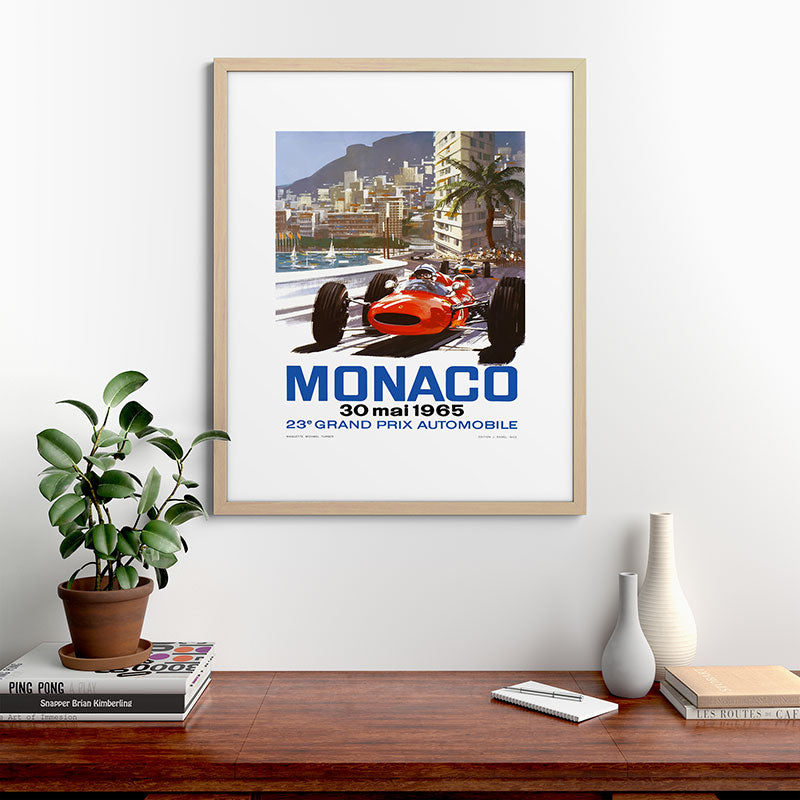 1965 Monaco Grand Prix Racing Poster Framed Art Print