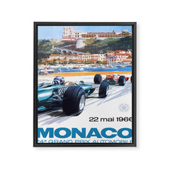 1966 MONACO Grand Prix Racing Poster Framed Canvas Print