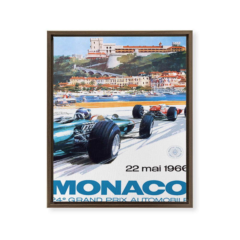 1966 MONACO Grand Prix Racing Poster Framed Canvas Print