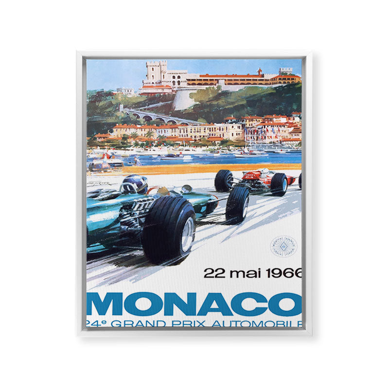 1966 MONACO Grand Prix Racing Poster Framed Canvas Print