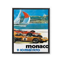 1970 MONACO Grand Prix Racing Poster Framed Canvas Print