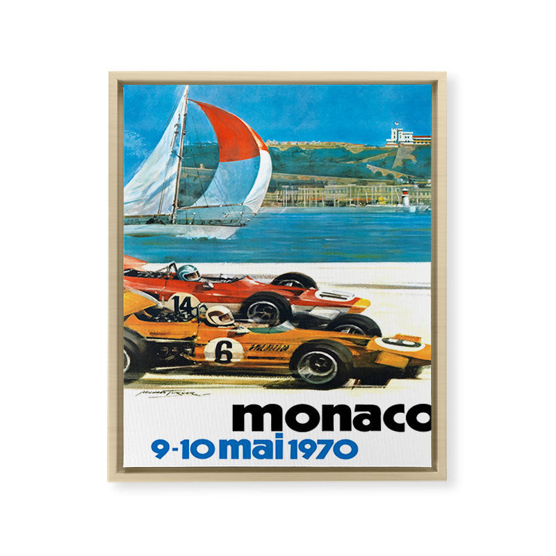 1970 MONACO Grand Prix Racing Poster Framed Canvas Print