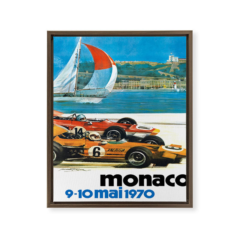 1970 MONACO Grand Prix Racing Poster Framed Canvas Print