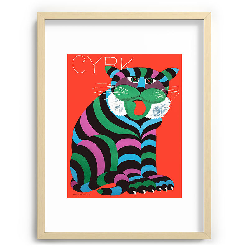 1975 CYRK Polish Circus Tiger Advertising Poster Framed Art Print