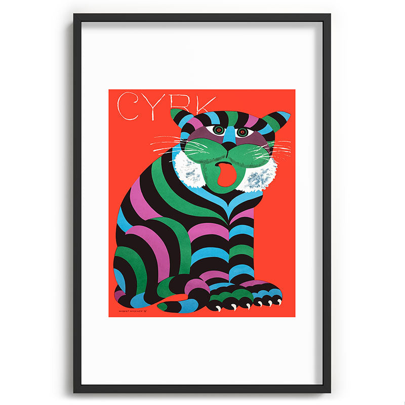 1975 CYRK Polish Circus Tiger Advertising Poster Framed Art Print