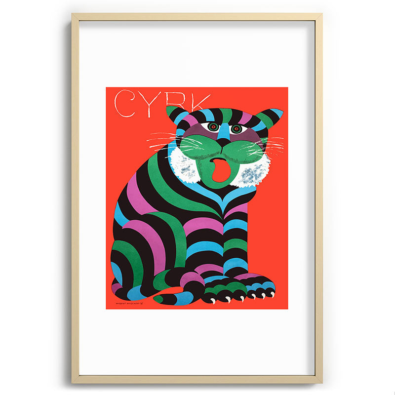 1975 CYRK Polish Circus Tiger Advertising Poster Framed Art Print