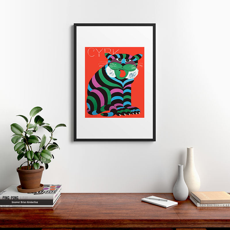 1975 CYRK Polish Circus Tiger Advertising Poster Framed Art Print