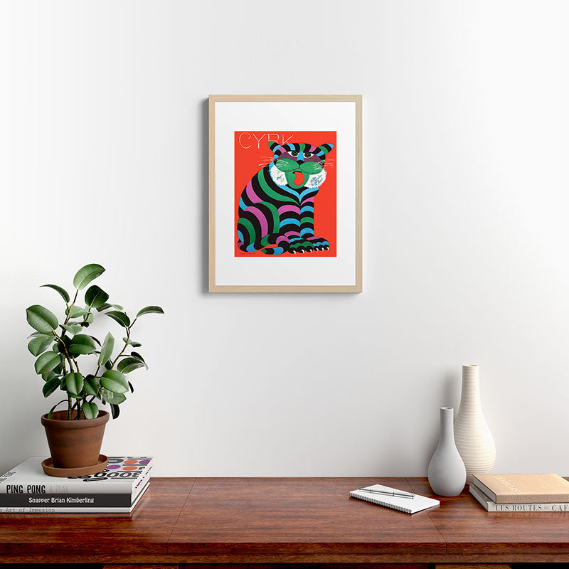 1975 CYRK Polish Circus Tiger Advertising Poster Framed Art Print