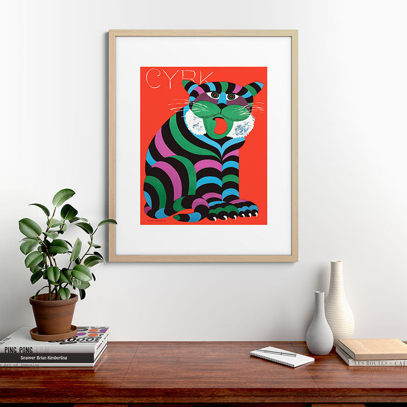 1975 CYRK Polish Circus Tiger Advertising Poster Framed Art Print