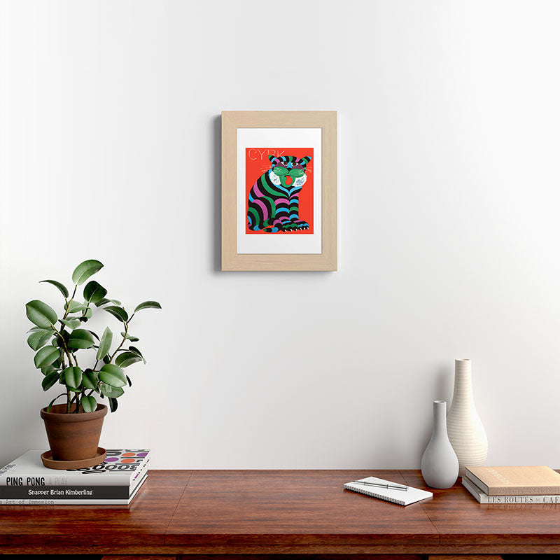 1975 CYRK Polish Circus Tiger Advertising Poster Framed Art Print