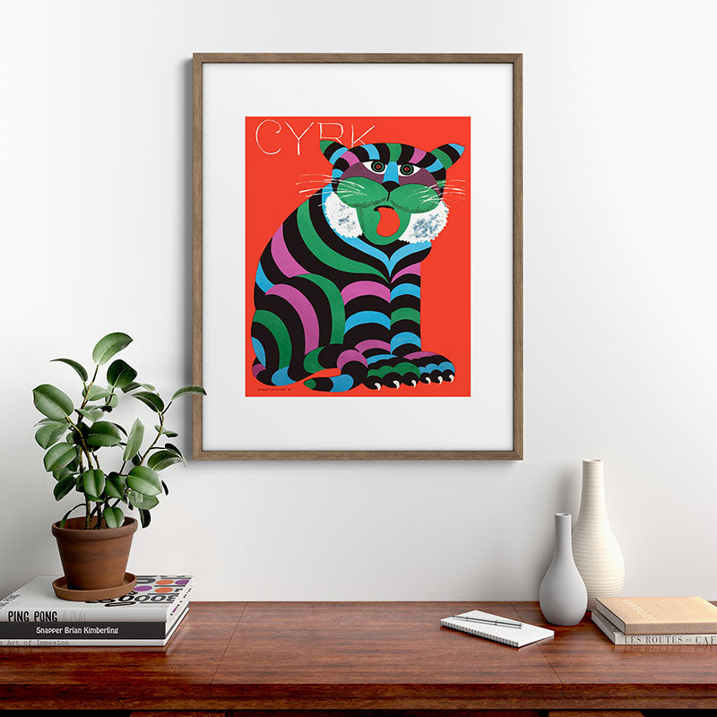 1975 CYRK Polish Circus Tiger Advertising Poster Framed Art Print