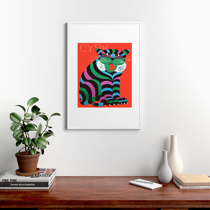 1975 CYRK Polish Circus Tiger Advertising Poster Framed Art Print