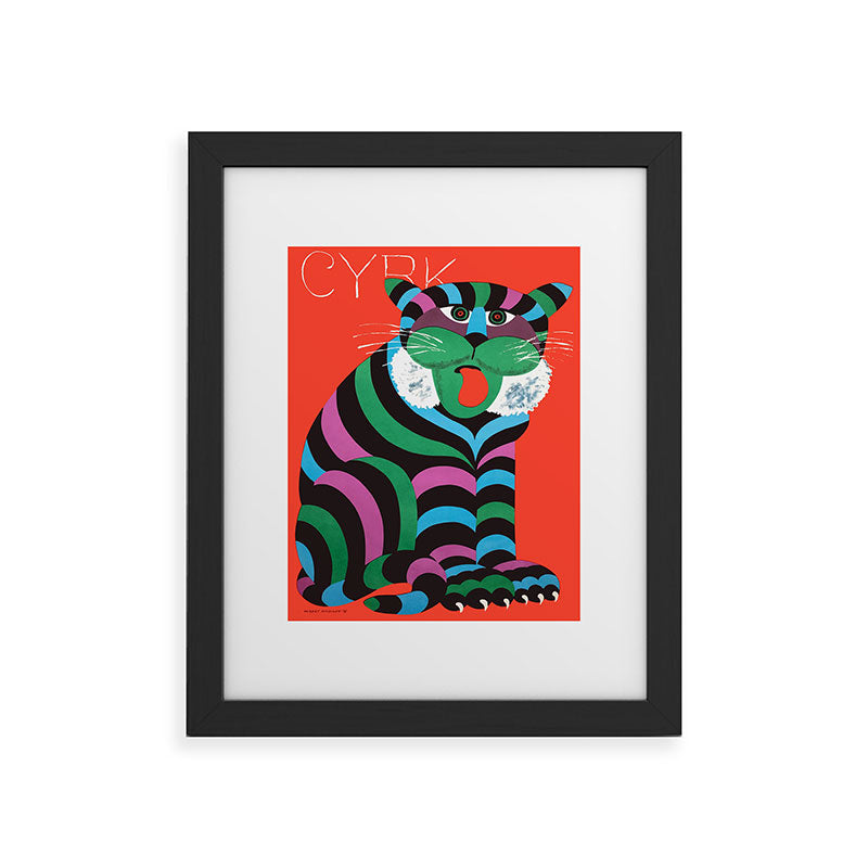 1975 CYRK Polish Circus Tiger Advertising Poster Framed Art Print