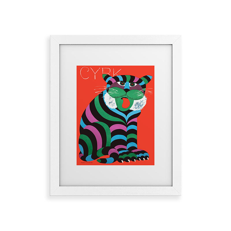 1975 CYRK Polish Circus Tiger Advertising Poster Framed Art Print