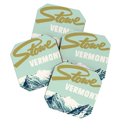 2021 Ski Stowe Vermont Vintage Poster  Coaster