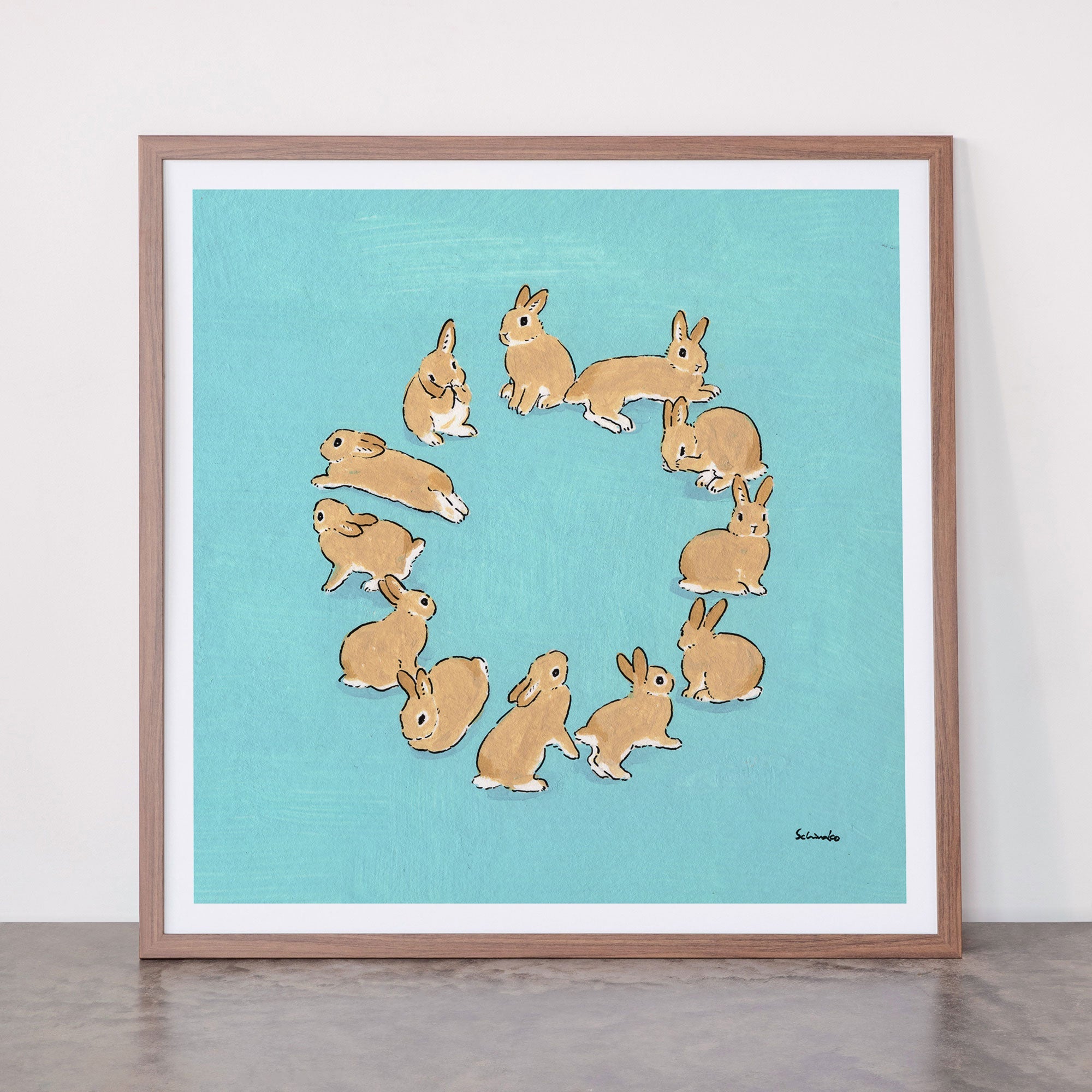 12 rabbits Framed Art Print