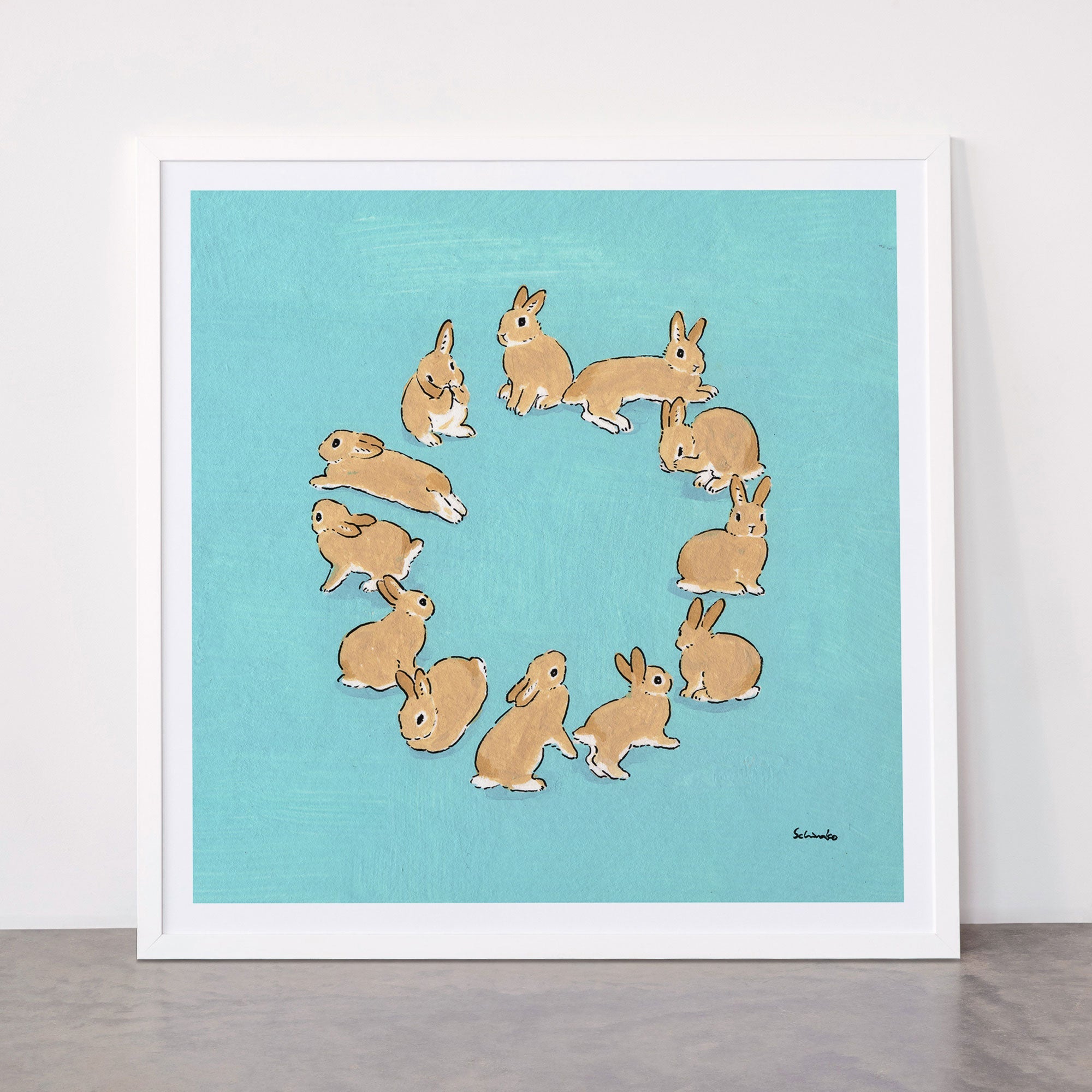12 rabbits Framed Art Print