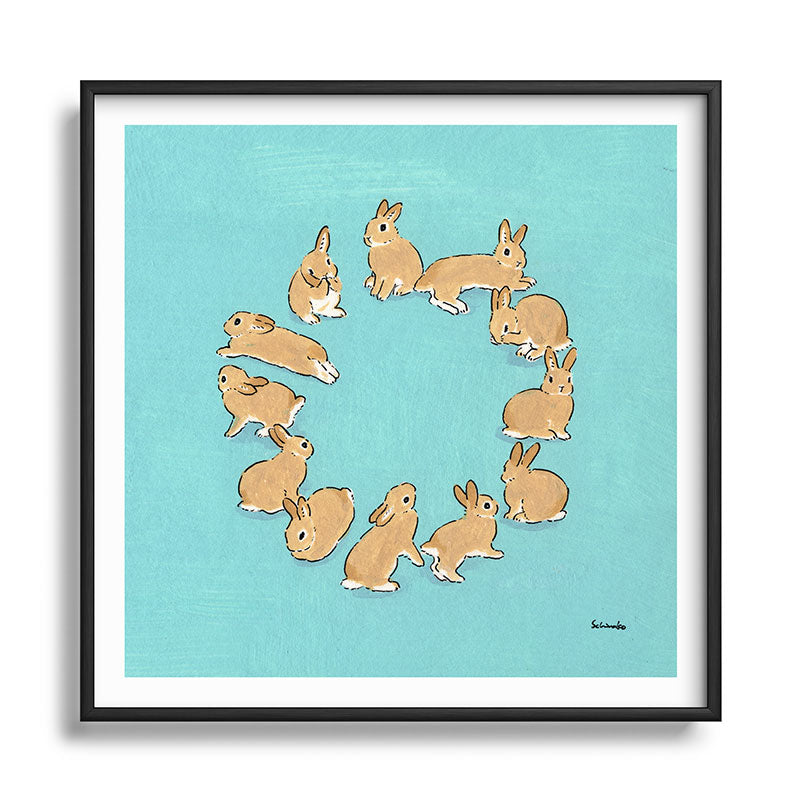 12 rabbits Framed Art Print