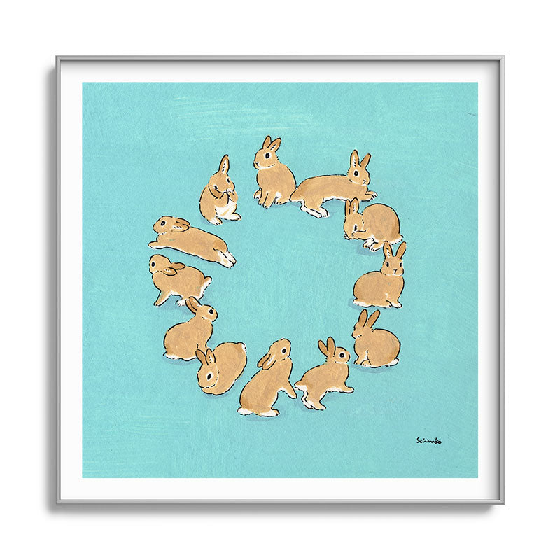 12 rabbits Framed Art Print