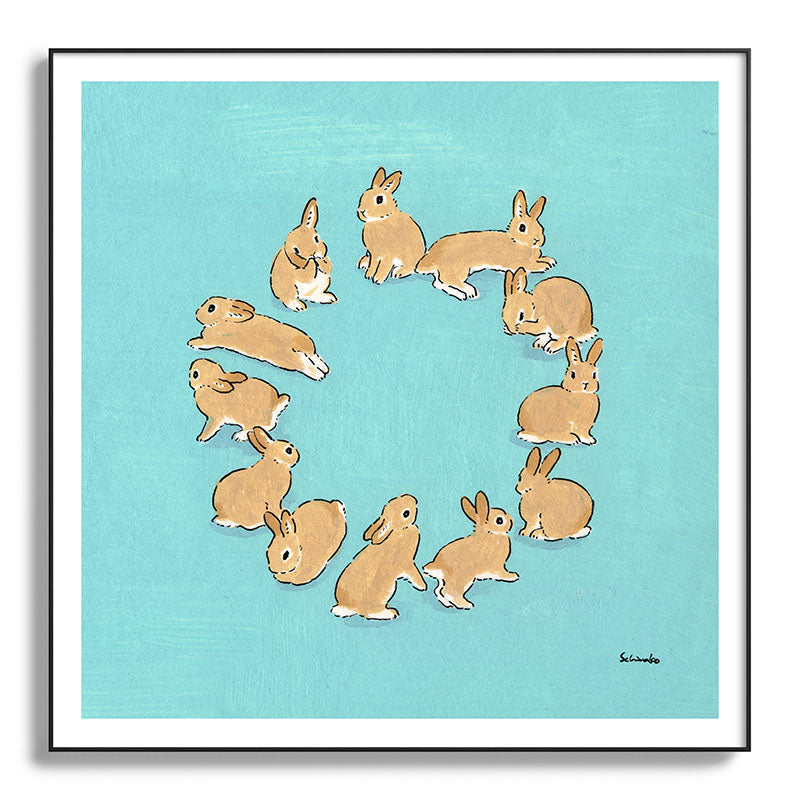 12 rabbits Framed Art Print