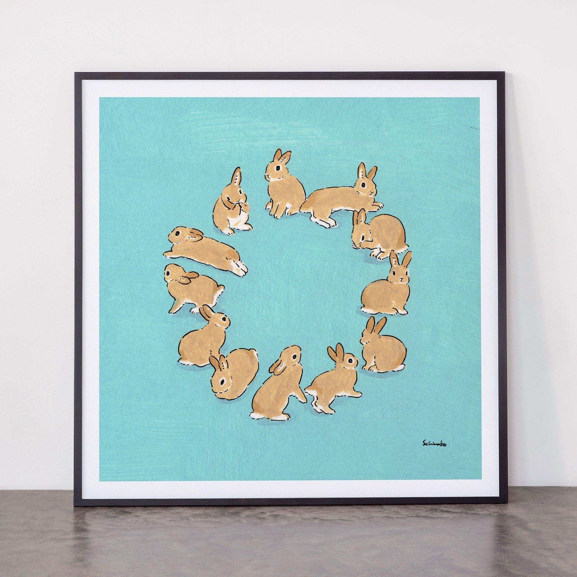 12 rabbits Framed Art Print