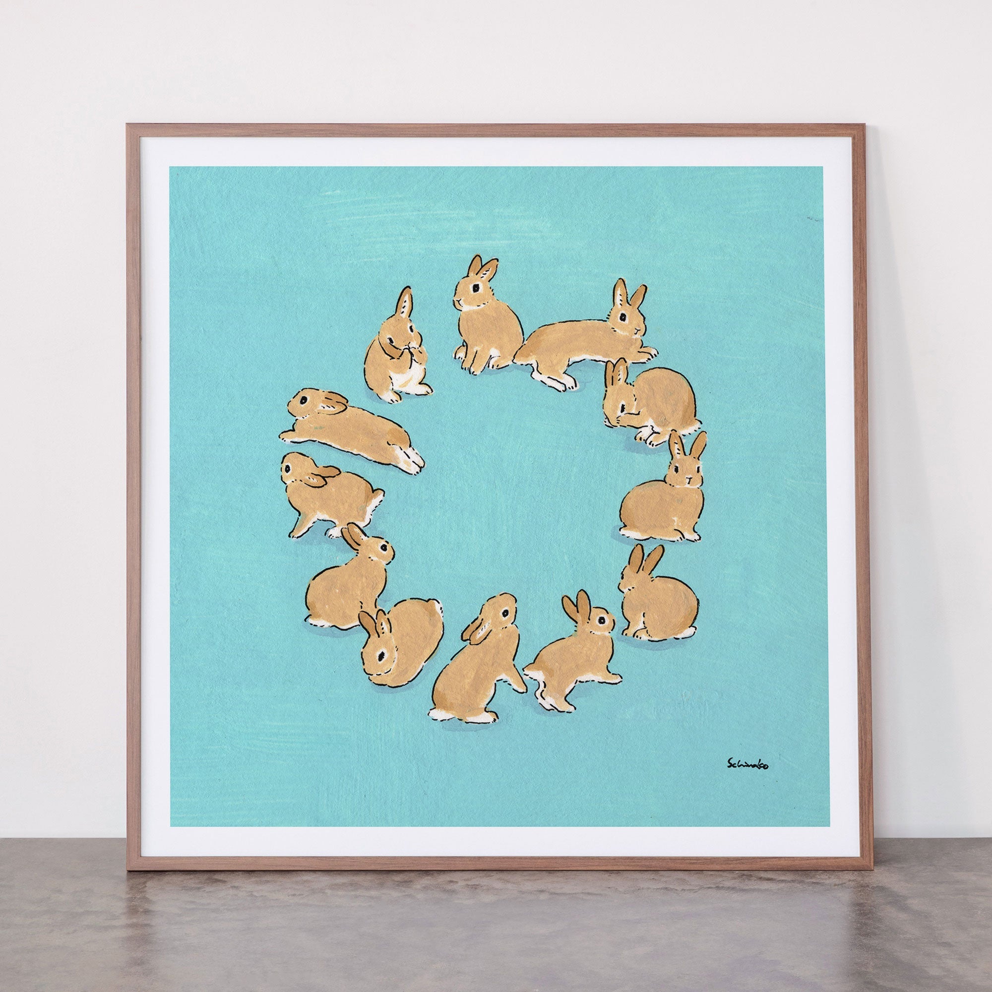12 rabbits Framed Art Print
