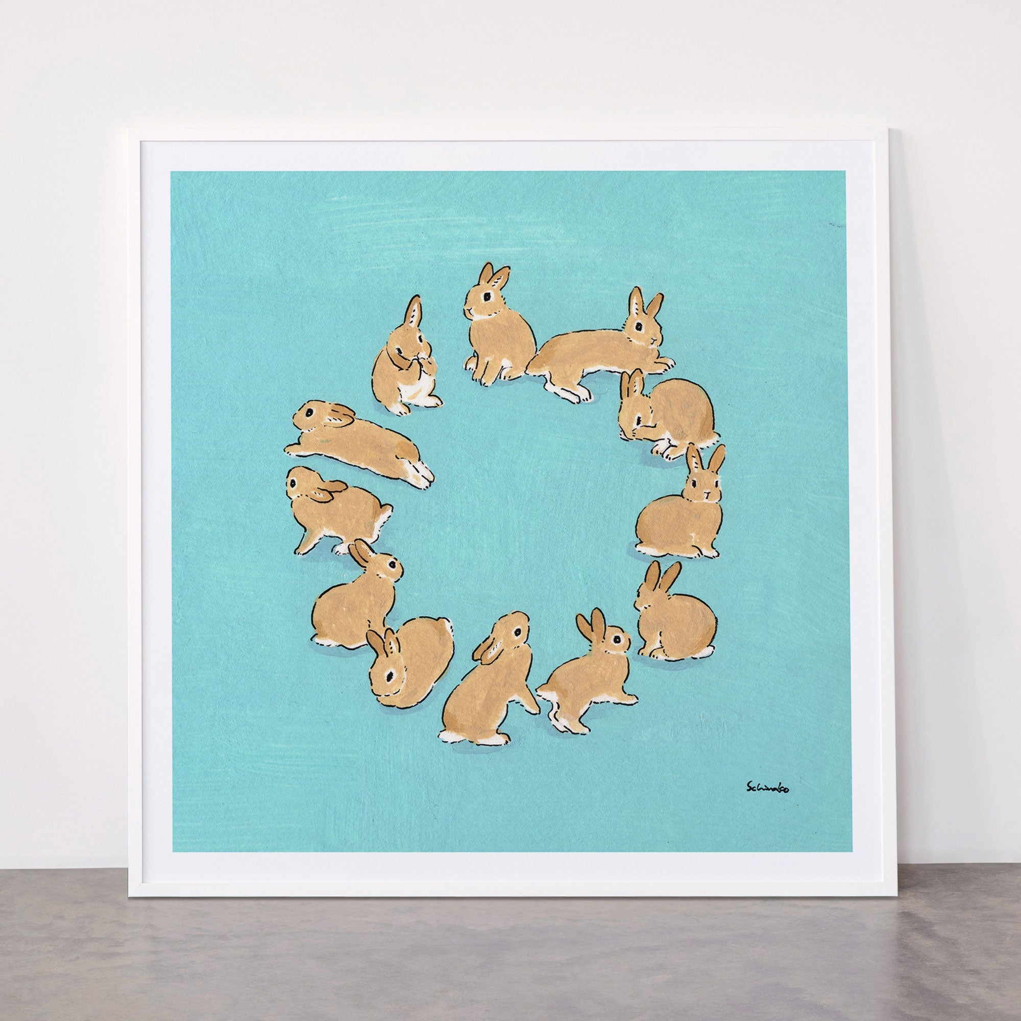 12 rabbits Framed Art Print