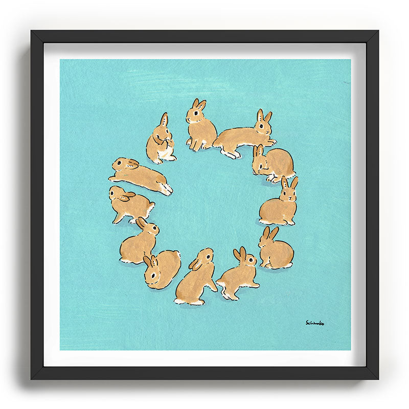 12 rabbits Framed Art Print