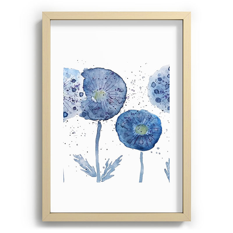 4 indigo abstract dandelion 2 Framed Art Print