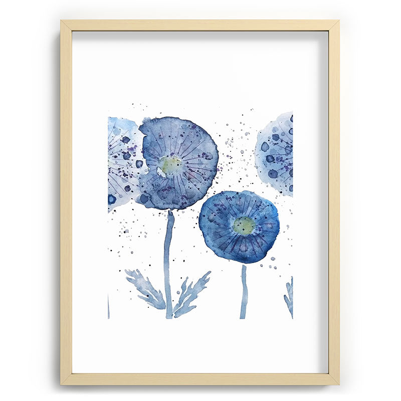 4 indigo abstract dandelion 2 Framed Art Print