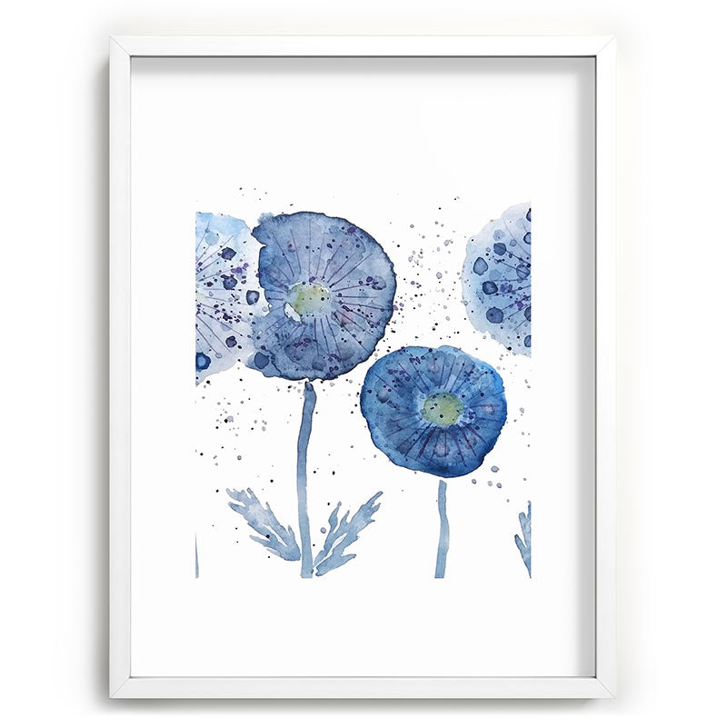 4 indigo abstract dandelion 2 Framed Art Print