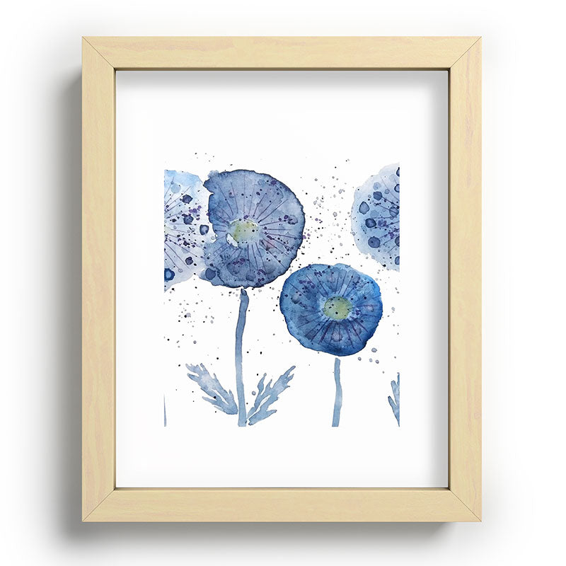 4 indigo abstract dandelion 2 Framed Art Print