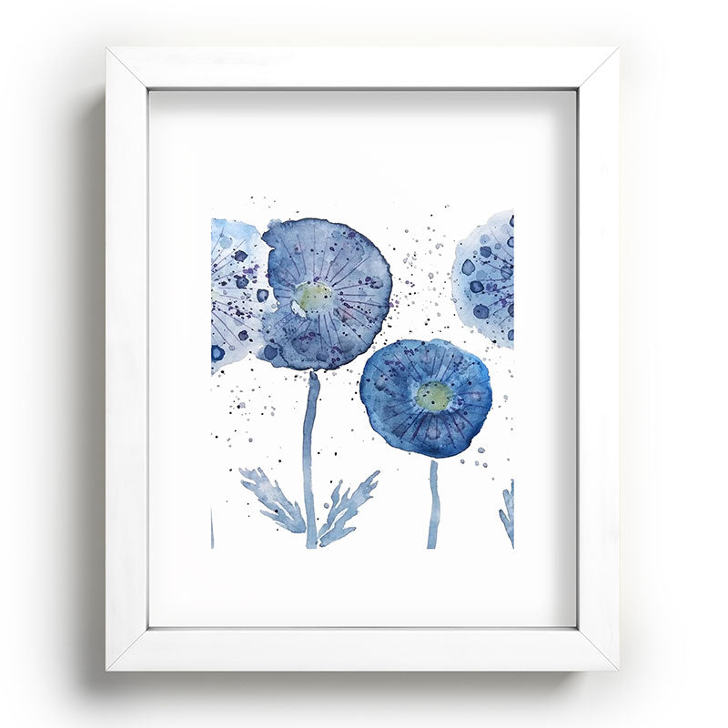 4 indigo abstract dandelion 2 Framed Art Print