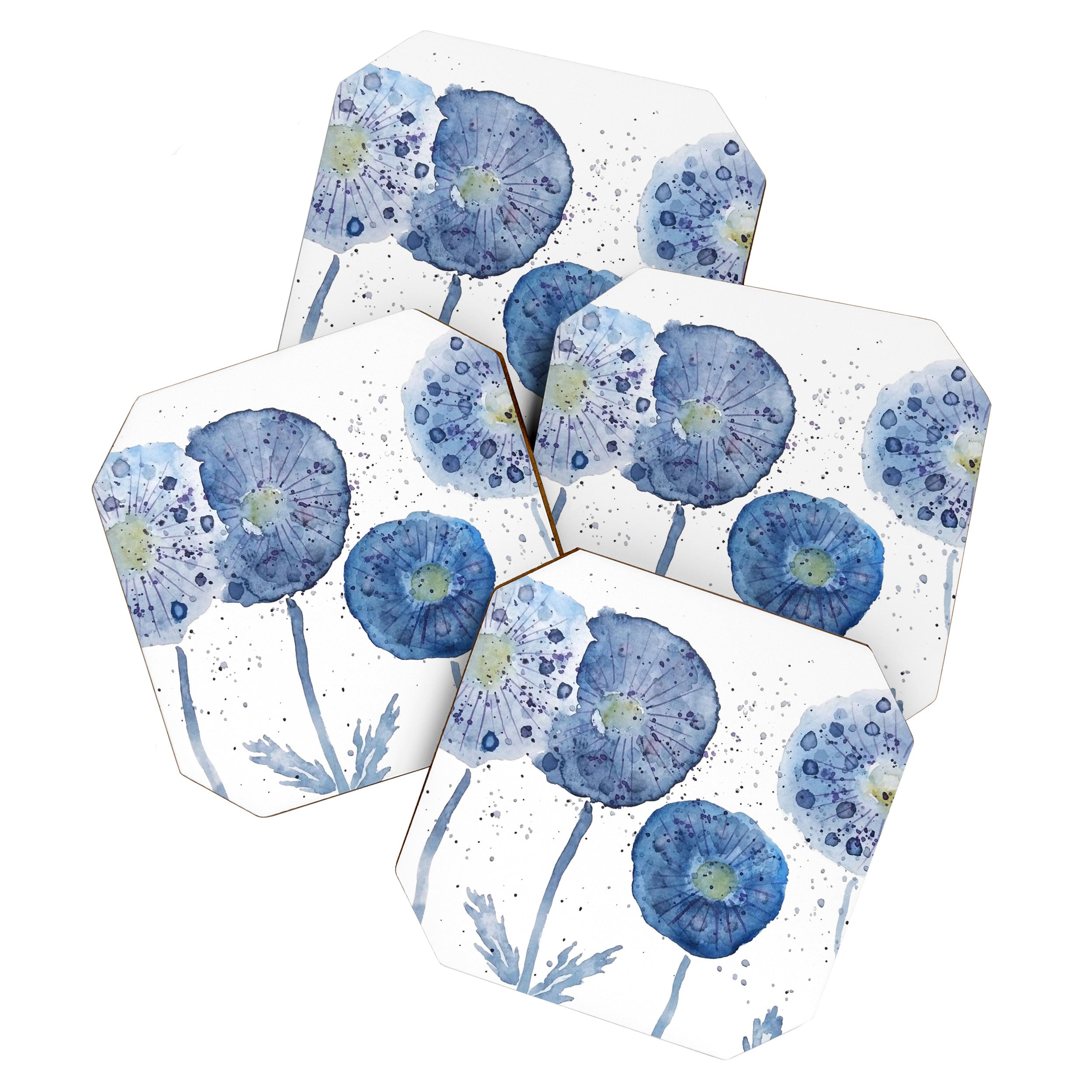 4 indigo abstract dandelion 2 Coaster