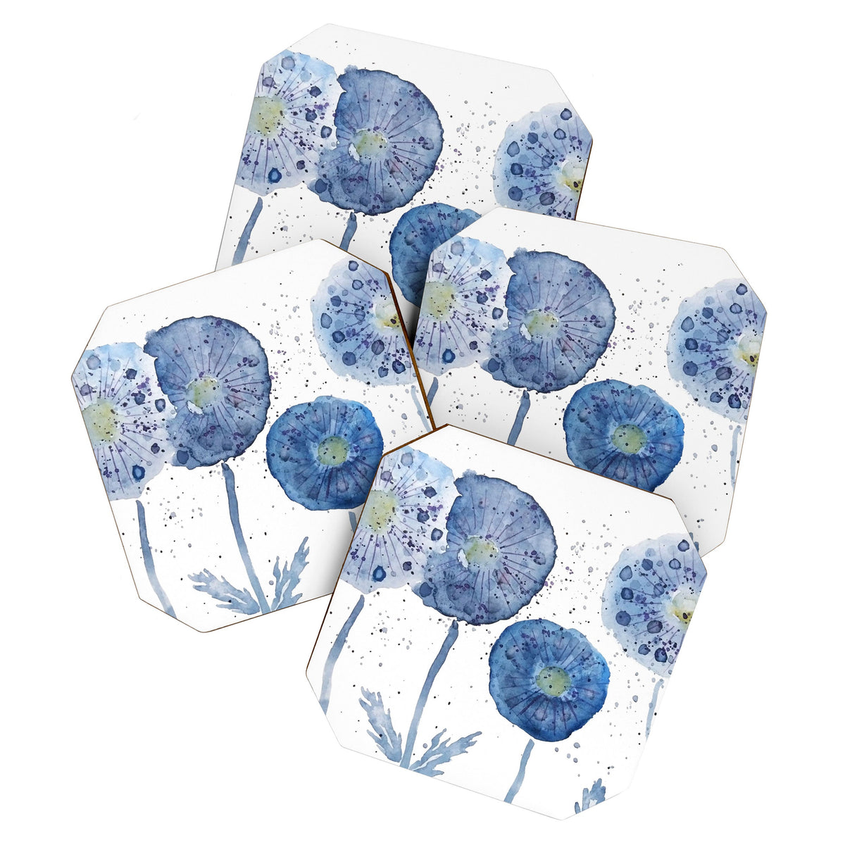 4 indigo abstract dandelion 2 Coaster