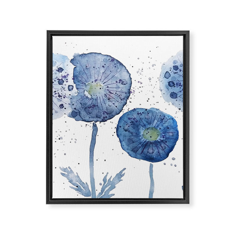 4 indigo abstract dandelion 2 Framed Canvas Print