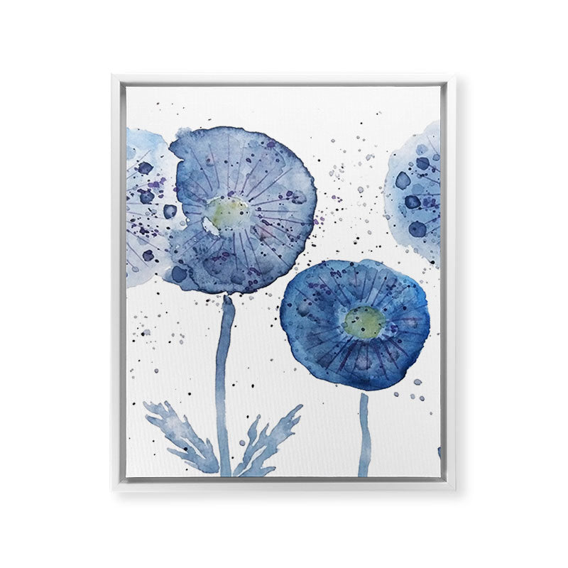 4 indigo abstract dandelion 2 Framed Canvas Print