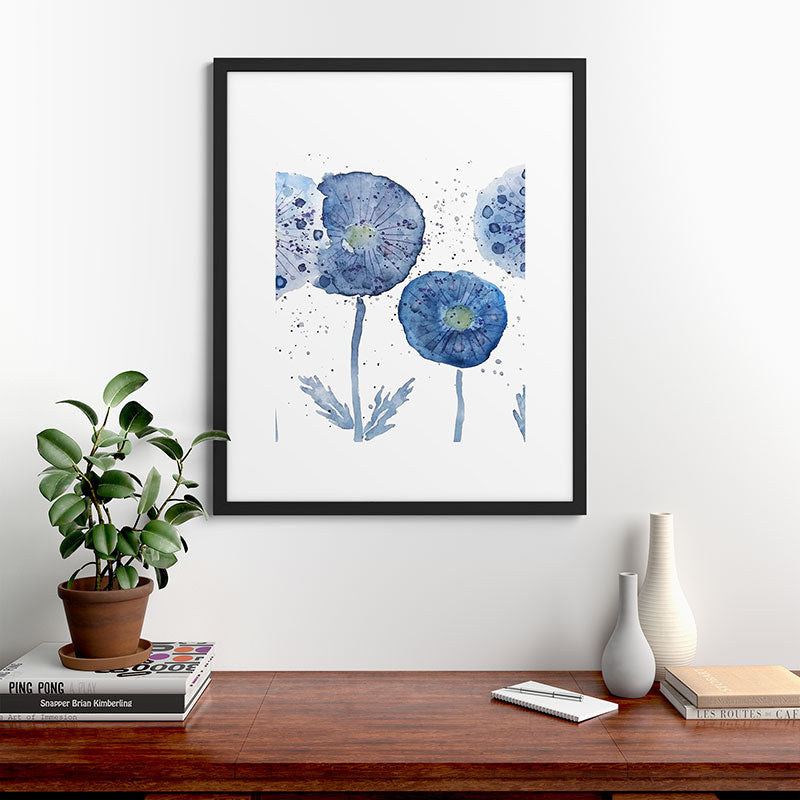 4 indigo abstract dandelion 2 Framed Art Print