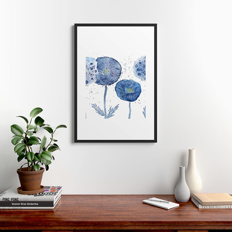 4 indigo abstract dandelion 2 Framed Art Print