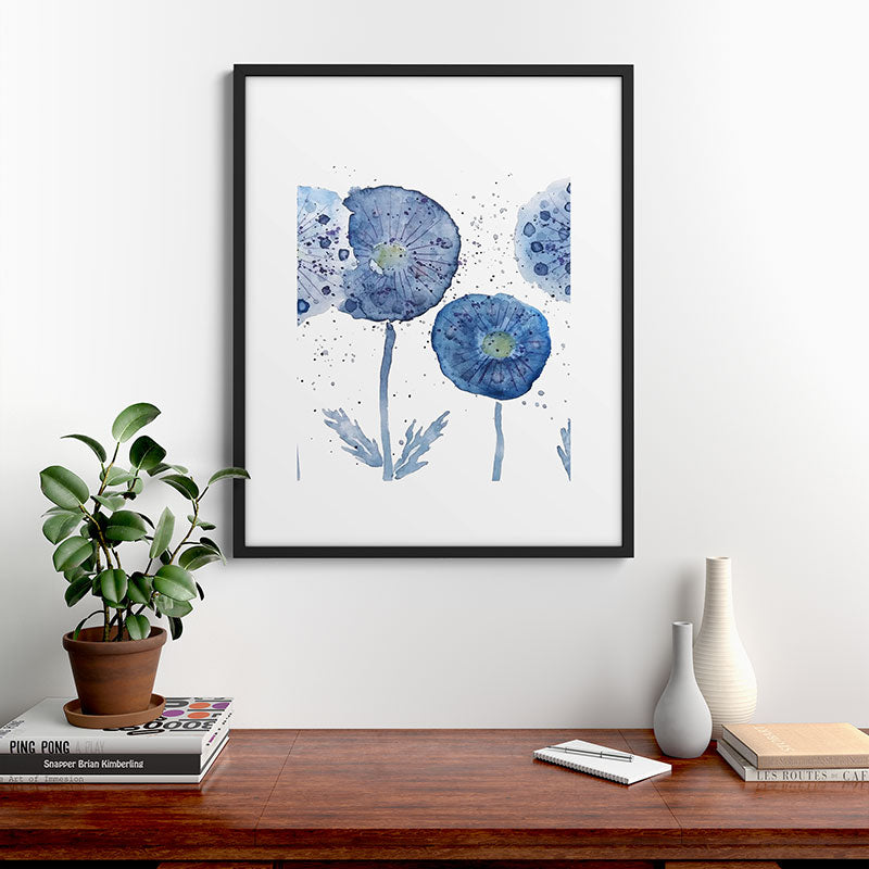 4 indigo abstract dandelion 2 Framed Art Print