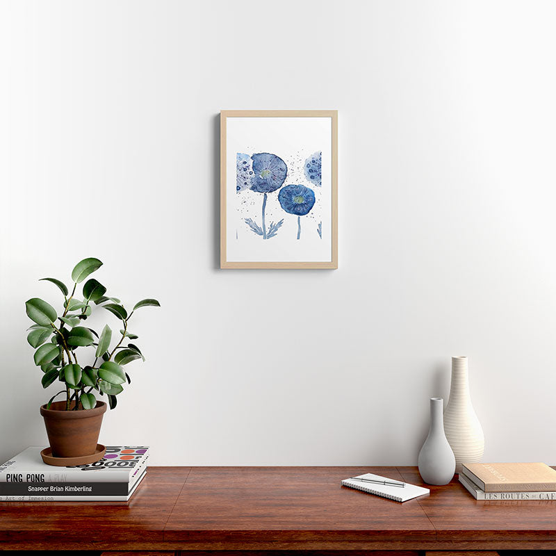 4 indigo abstract dandelion 2 Framed Art Print