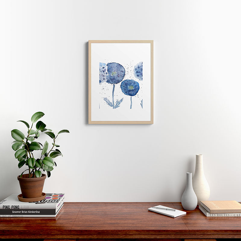 4 indigo abstract dandelion 2 Framed Art Print