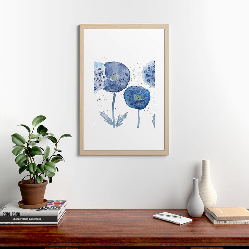 4 indigo abstract dandelion 2 Framed Art Print