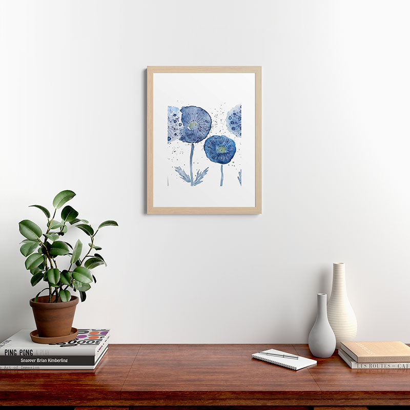 4 indigo abstract dandelion 2 Framed Art Print
