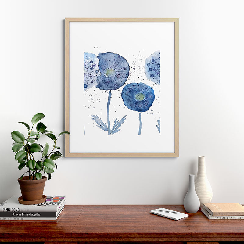 4 indigo abstract dandelion 2 Framed Art Print