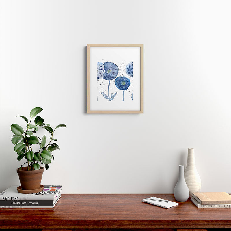 4 indigo abstract dandelion 2 Framed Art Print