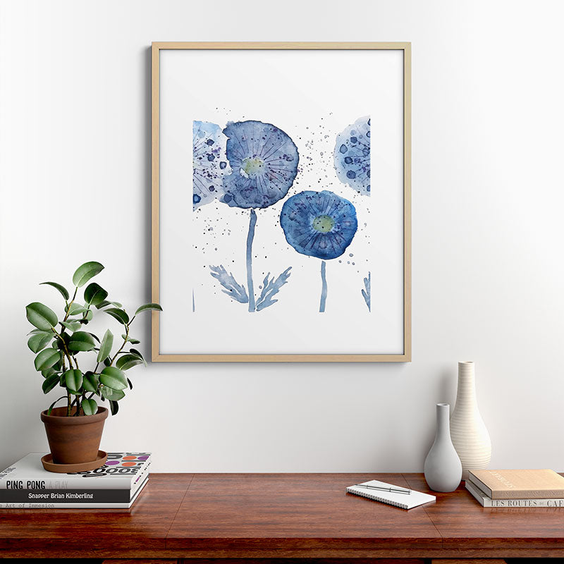 4 indigo abstract dandelion 2 Framed Art Print
