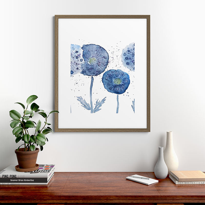 4 indigo abstract dandelion 2 Framed Art Print
