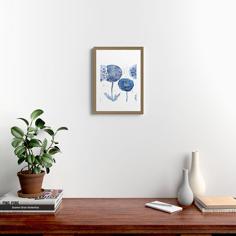 4 indigo abstract dandelion 2 Framed Art Print